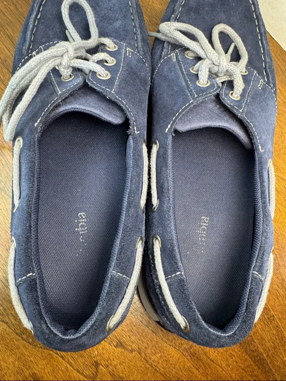 Columbia Mens Navy Suede Boat Deck Shoes Loafers, Gray Laces, sz 13